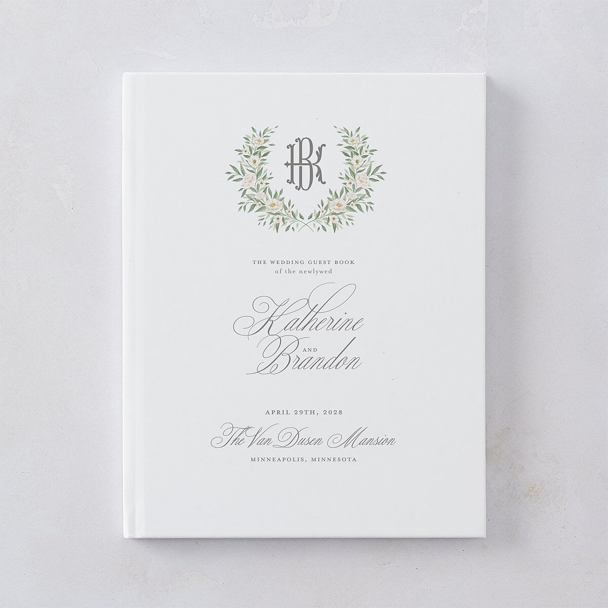 Luxury Floral Monogram Guest Books Cotton