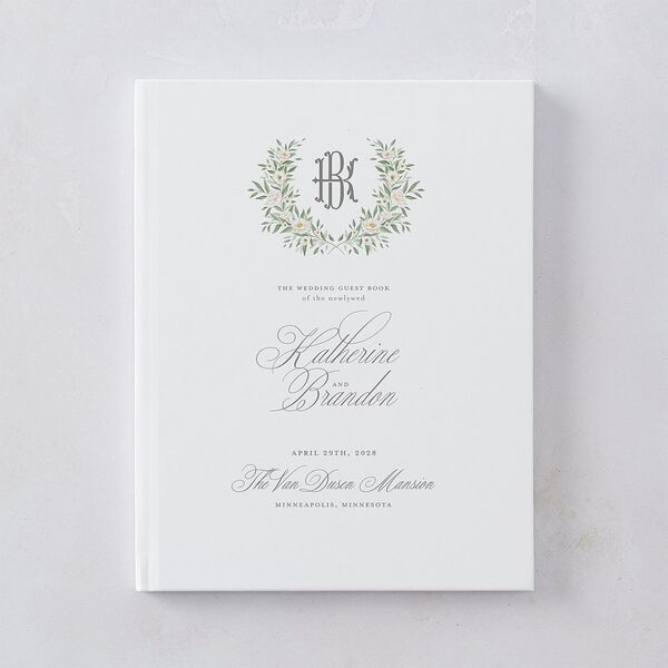 Luxury Floral Monogram Guest Books Cotton