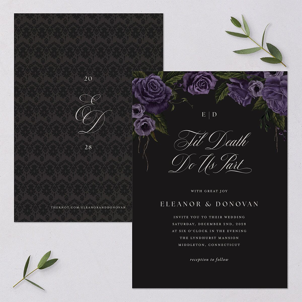 Dark Gothic Roses Wedding Invitations Regency Signature Blank No Standard