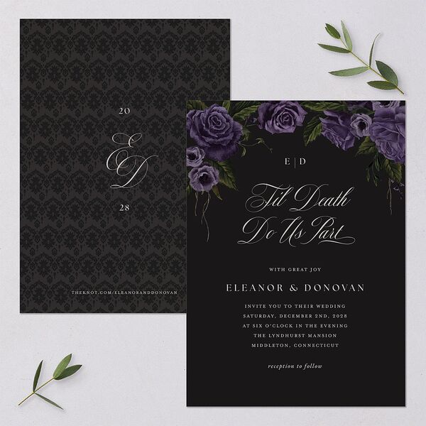 Dark Gothic Roses Wedding Invitations Regency Signature Blank No Standard