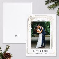 Gilded New Years Holiday Cards Gold Pure White Signature Blank Portrait  Standard