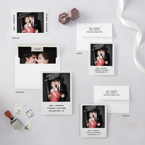 Modern Writing Save the Date Cards Snow Signature smooth Blank No Standard