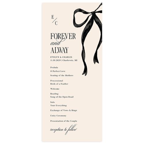 Whimsical Hand Drawn Bow Wedding Programs Linen Signature