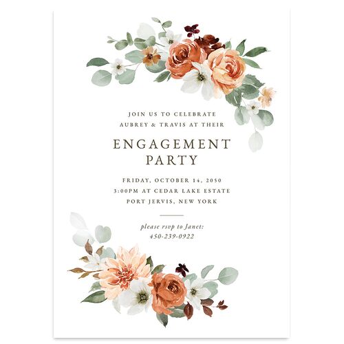 Eucalyptus Bouquet Engagement Party Invitations Terracotta Signature Blank Standard