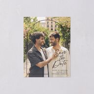 Scripted Arch Save the Date Petite Cards Deep Bronze Signature smooth Blank No Standard