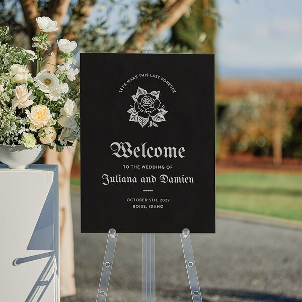 Moody Gothic Rose Standard Welcome Sign Medium Midnight Standard Indoor Foam Core M Welcome
