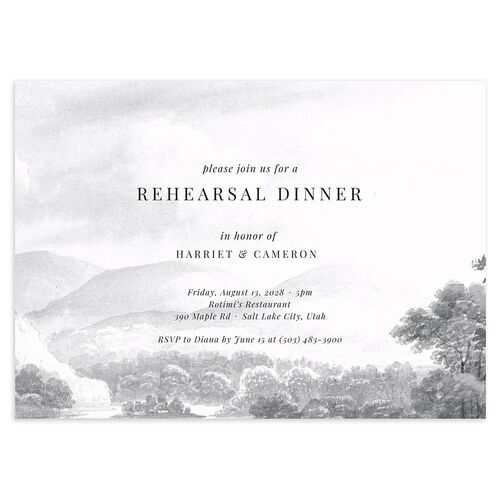 Vintage Landscape Rehearsal Dinner Invitations Charcoal Signature Blank Standard