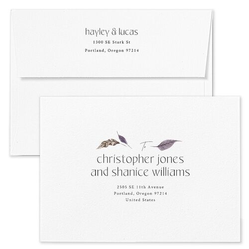 Crystal Forest Wedding Invitation Envelopes Licorice White Both Recipient and Return Addresses Standard Signature