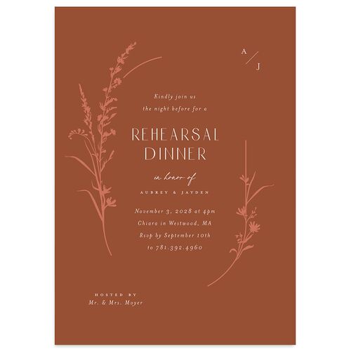 Minimal Wildflower Rehearsal Dinner Invitations Raw Sienna Signature Blank Standard