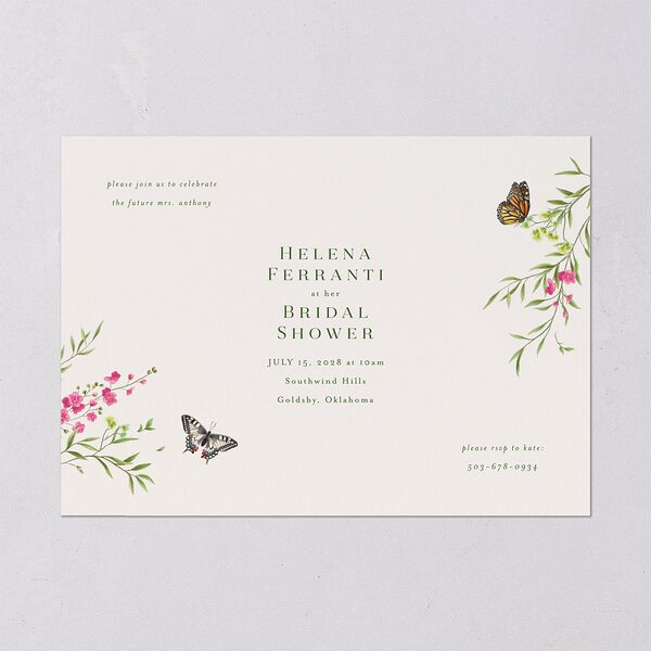 Rustic Butterflies Bridal Shower Invitations Scottish Green Signature Blank Standard