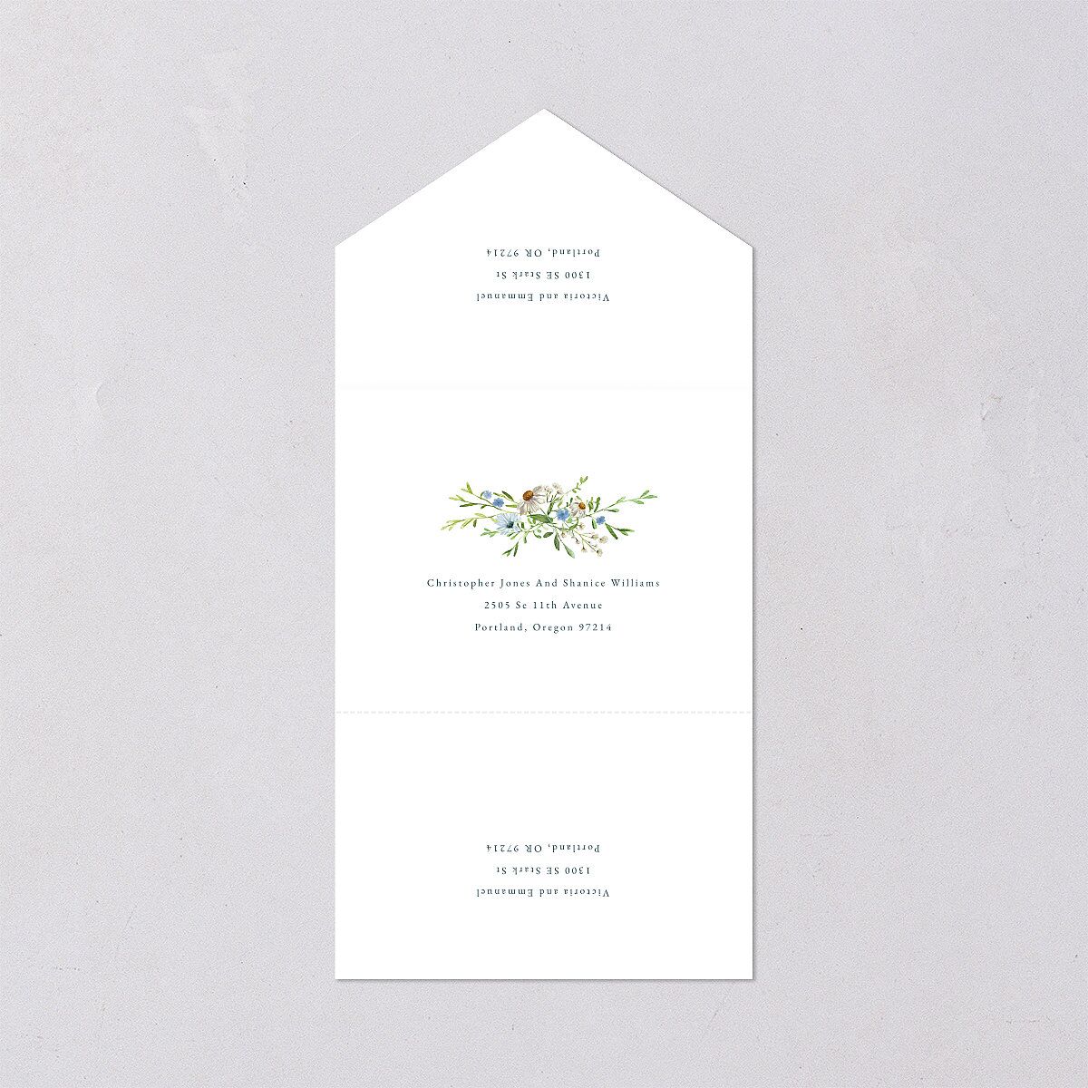 Wildflower Border All-in-One Wedding Invitations Stream Signature Light Both Recipient and Return Addresses No
