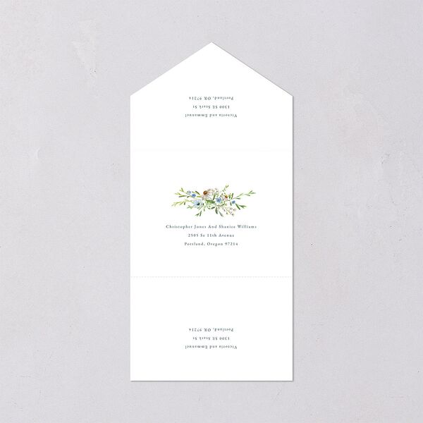 Wildflower Border All-in-One Wedding Invitations Stream Signature Light Both Recipient and Return Addresses No