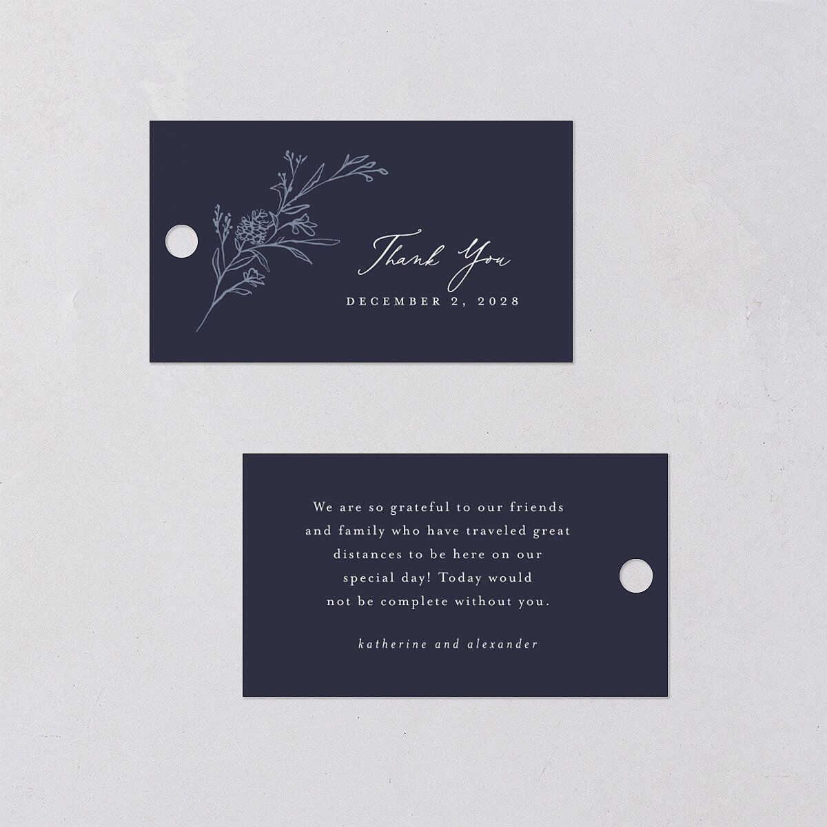 Romantic Branches Favor Gift Tags Navy Signature