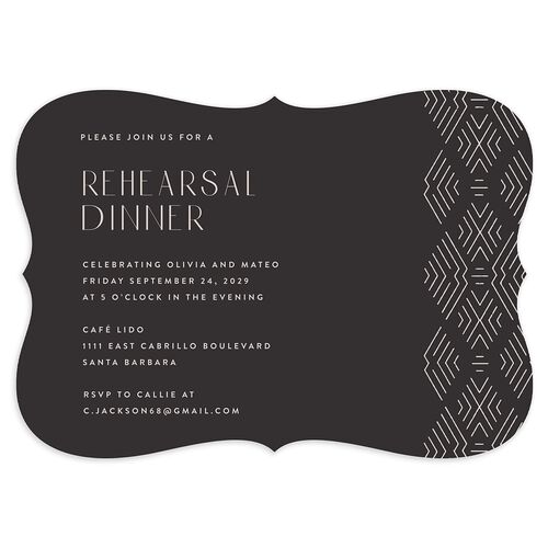 Boho Texture Rehearsal Dinner Invitations Off-White Signature Blank Bracket