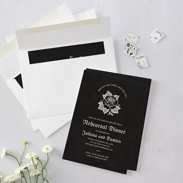 Moody Gothic Rose Rehearsal Dinner Invitations Midnight Signature Blank Standard