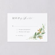 Greenery Laurel Foil Wedding Response Cards Thyme Gold Signature Standard