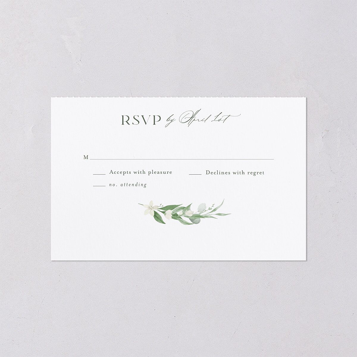 Greenery Laurel All-in-One Wedding Invitations Thyme Signature Light Both Recipient and Return Addresses No