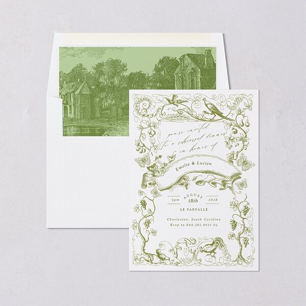Vintage Toile Rehearsal Dinner Invitations Dark Camo Signature Blank Standard
