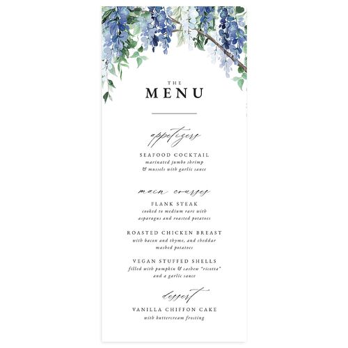 Romantic Wisteria Menus Ocean Signature
