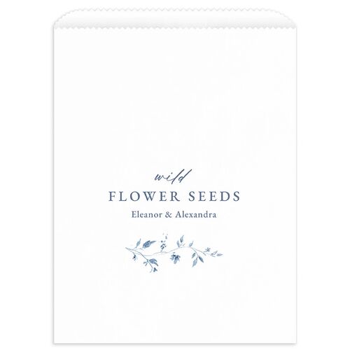 Timeless Floral Favor Bags White Dusty Blue Wax-Lined Food Safe Paper
