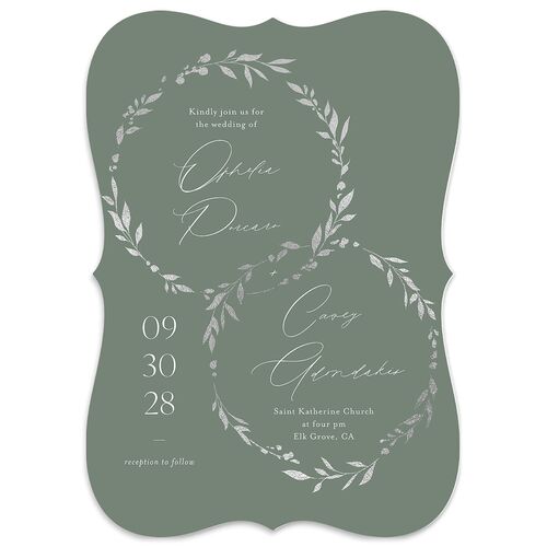 Stefana Crowns Wedding Invitations Silver Eucalyptus Signature Blank No Bracket
