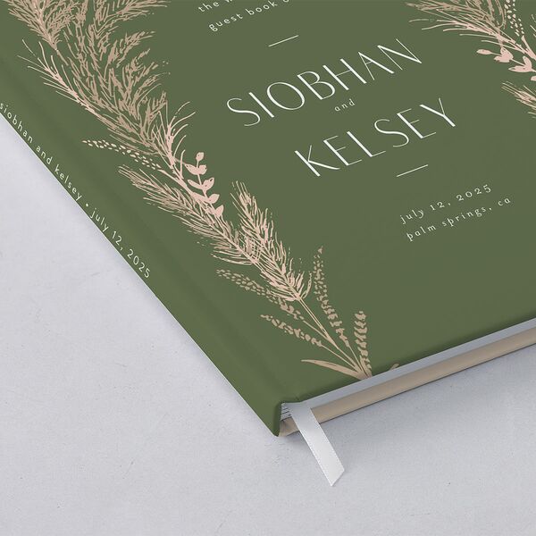Regal Pampas Wedding Guest Book Deep Olive