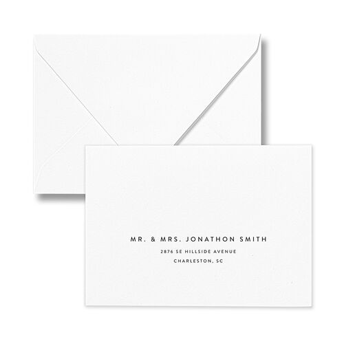 Blooming Botanical Response Card Euro Envelopes White Midnight Return Address Luxe