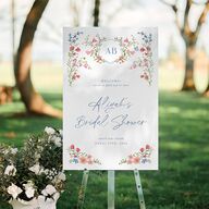 Fairytale Wildflower Crest Bridal Shower Standard Welcome Sign Large Pure White Standard Indoor Foam Core L Welcome