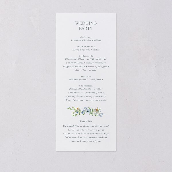 Wildflower Border Wedding Programs Stream Signature