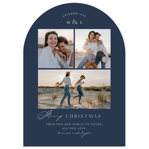 Monogram Christmas Holiday Cards Moody Blue Signature Blank Portrait  Arch