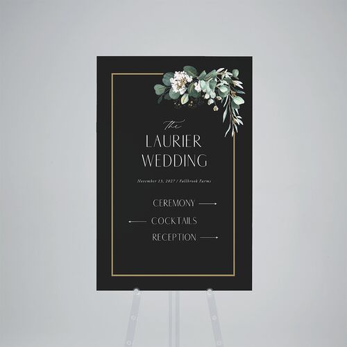 Timeless Floral Hoop Standard Direction Sign Large Charcoal Standard Outdoor Corrugated L Direction