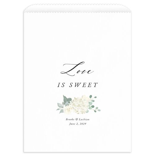 Elegant Hydrangea Favor Bags White Charcoal Wax-Lined Food Safe Paper