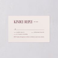 Whimsical Hand Drawn Bow All-in-One Wedding Invitations Burgundy Signature Light Both Recipient and Return Addresses No