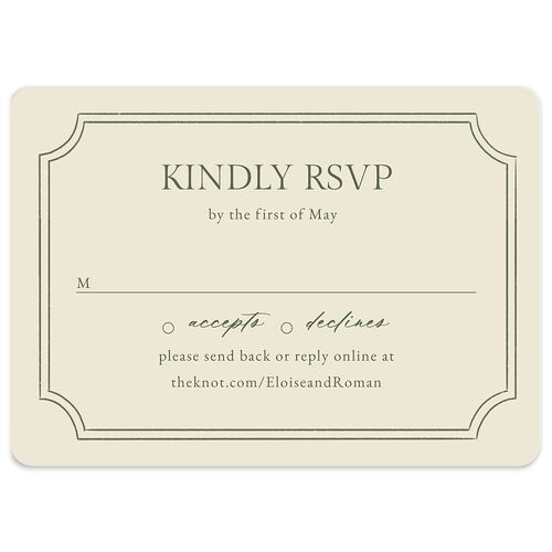 Vintage Botanical Sketch Wedding Response Cards Dark Camo Signature Rounded