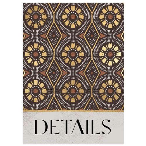 Gilded Sahara Pattern Wedding Event Detail Cards Gold Deep Bronze Signature Standard