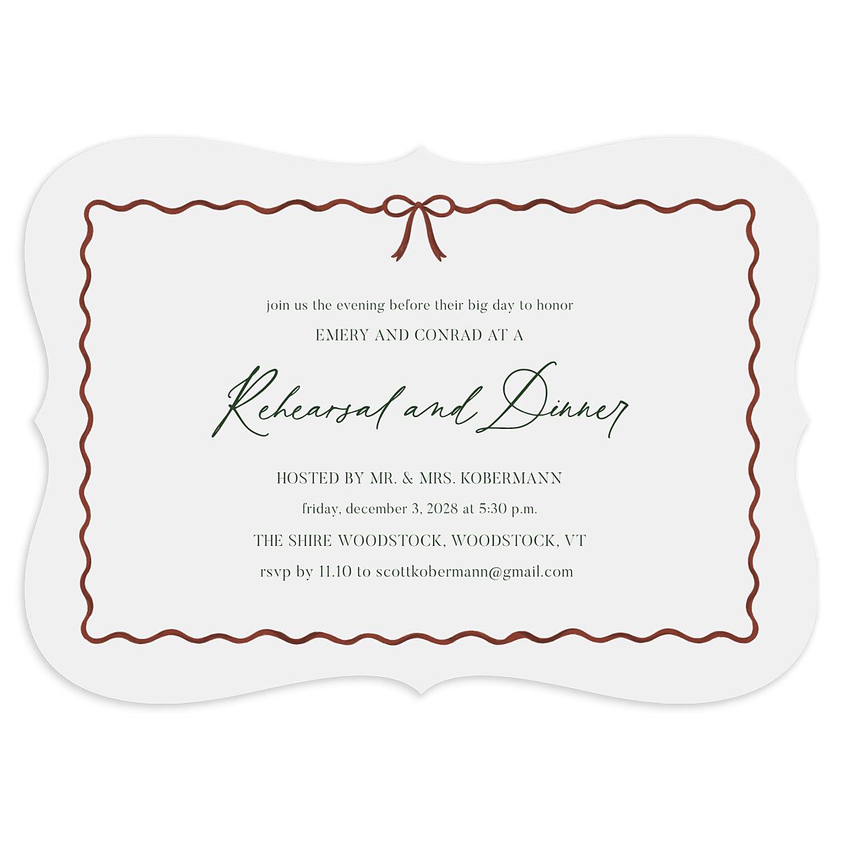 Festive Garland Rehearsal Dinner Invitations