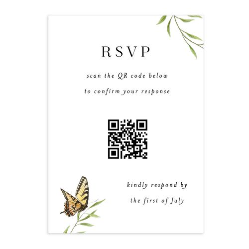 Rustic Butterflies QR Code RSVP Cards Pure White Signature Standard