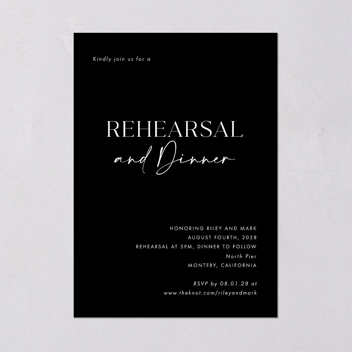 Modern Contrast Rehearsal Dinner Invitations Midnight Signature Blank Standard