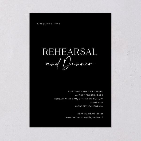 Modern Contrast Rehearsal Dinner Invitations Midnight Signature Blank Standard