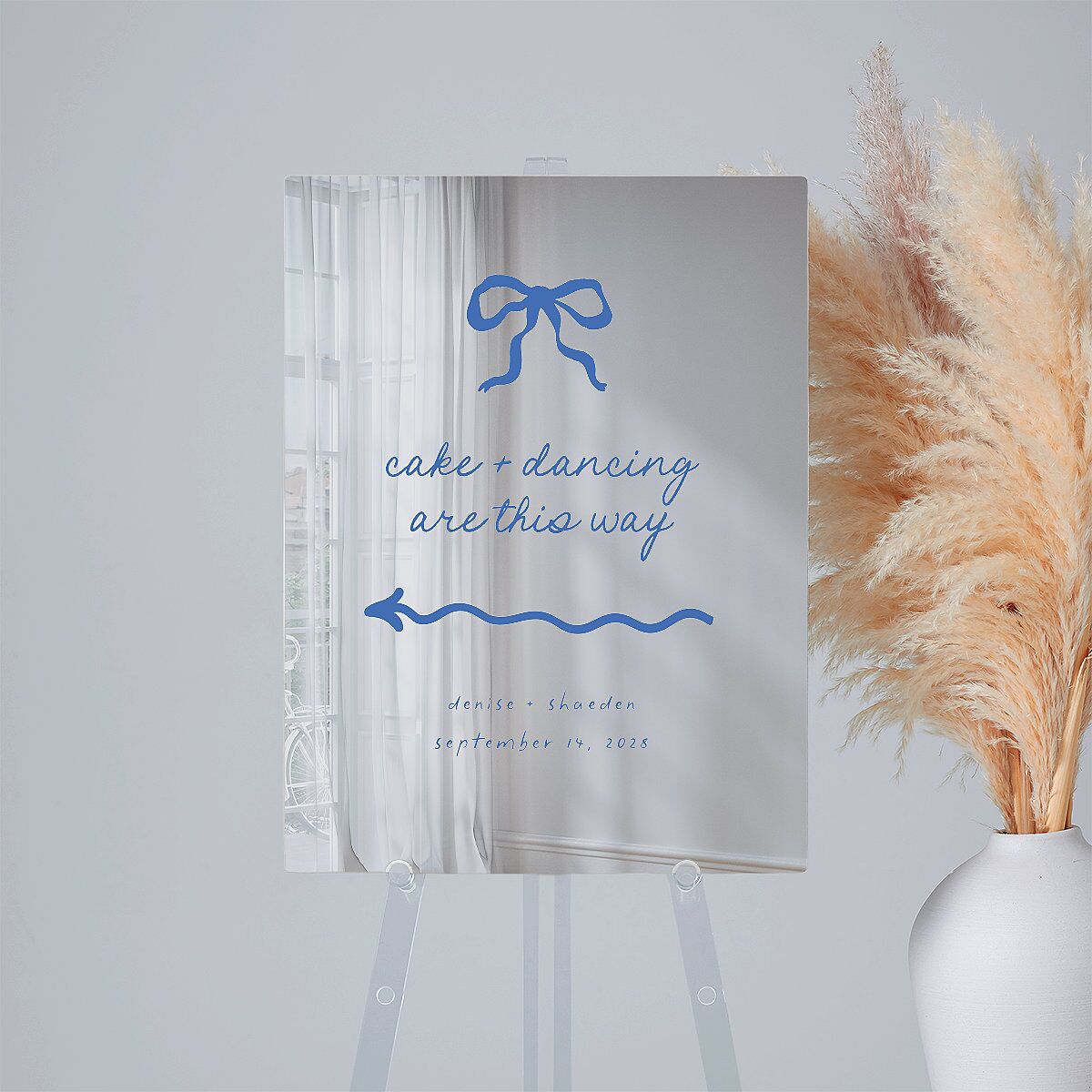 Dainty Bow Mirrored Acrylic Direction Sign Medium Peridot Mirrored Acrylic M Direction Standard