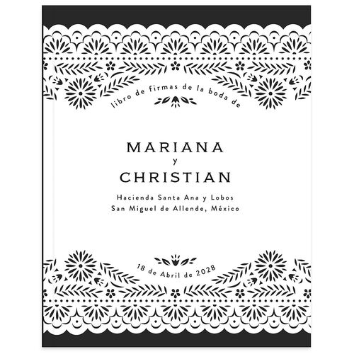 Papel Picado De Mexico Wedding Guest Book Charcoal