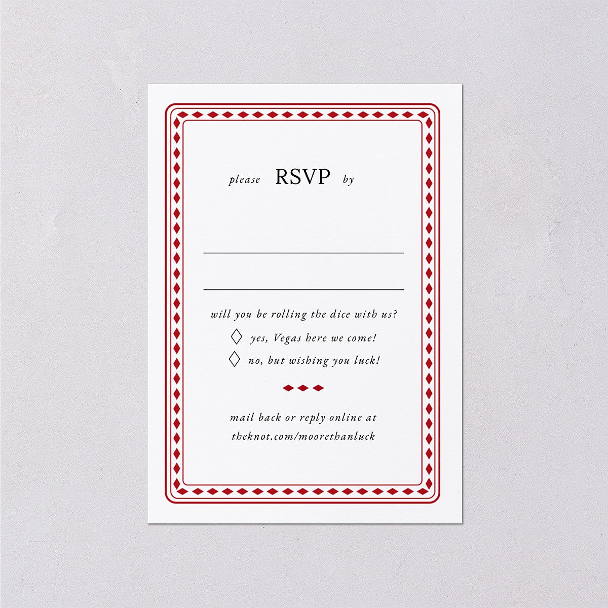 Las Vegas Playing Card Wedding Response Cards Jewel Red Signature Standard