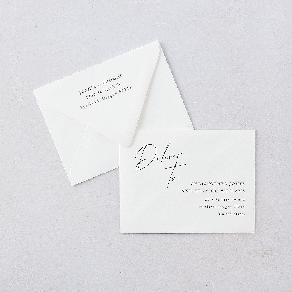 Gilded Corner Save the Date Magnet Euro Envelopes White Pure White Both Recipient and Return Addresses Luxe Signature