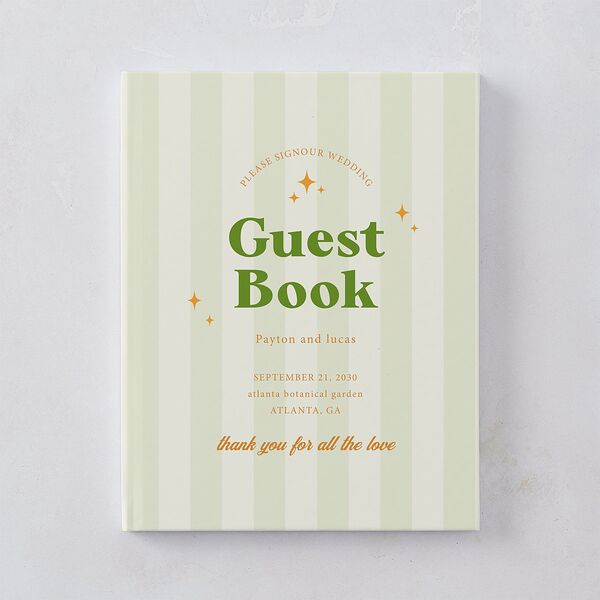Colorful Retro Stripes Guest Books Sea Foam