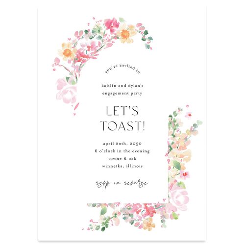 Pastel Flower Arch Engagement Party Invitations Pink Cotton Signature Blank Standard
