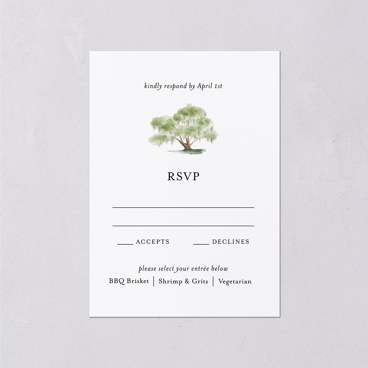 Charming Charleston Wedding Response Cards Pure White Signature Standard