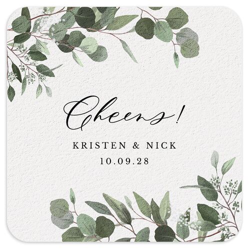 Eucalyptus Frame Coasters Mist Cardboard Soft Square