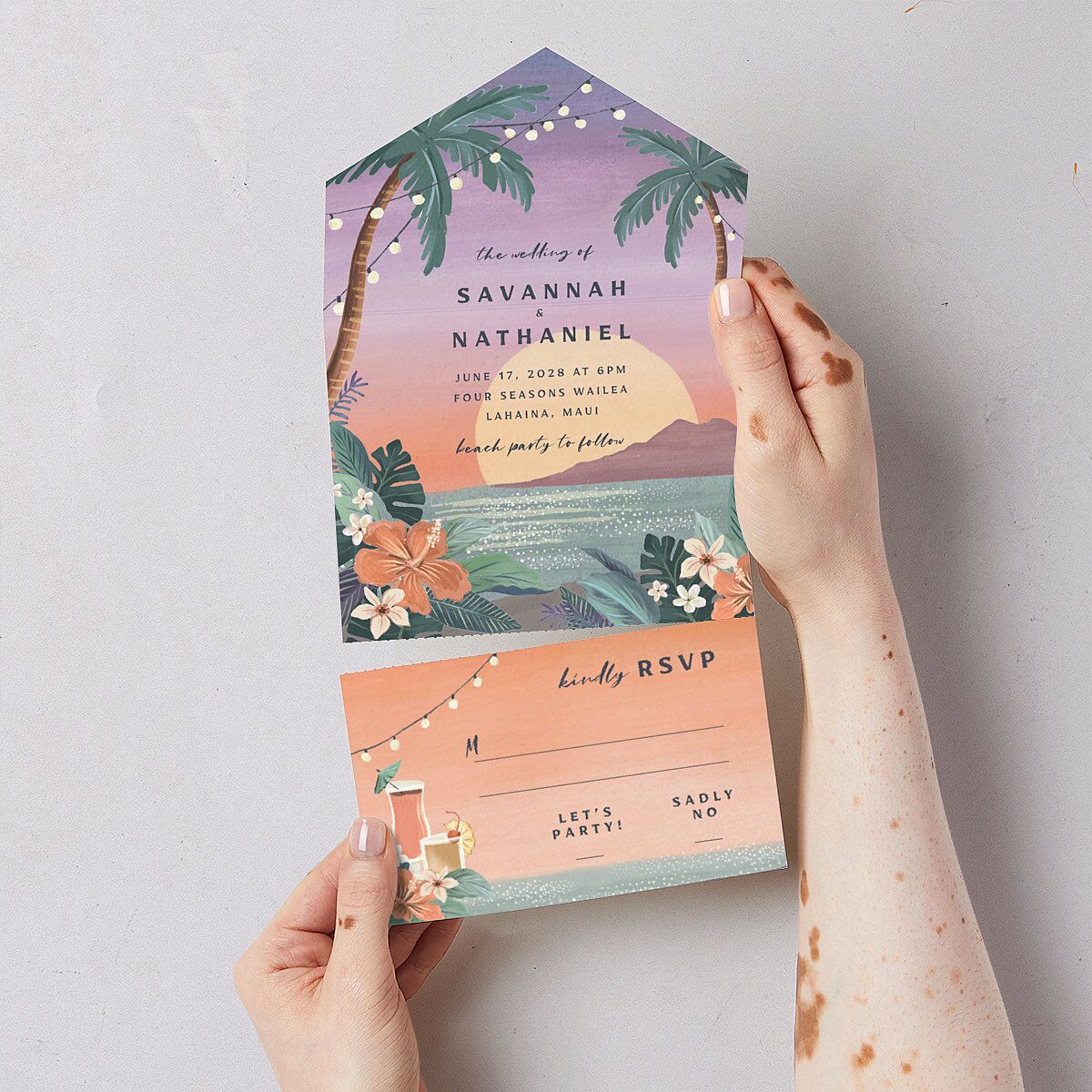 Vintage Island All-in-One Wedding Invitations — view 3