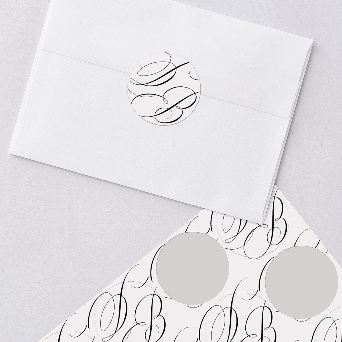 Vintage Flourish Wedding Stickers Pure White Circle