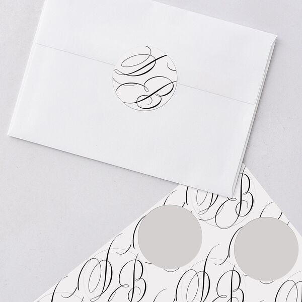 Vintage Flourish Wedding Stickers Pure White Circle